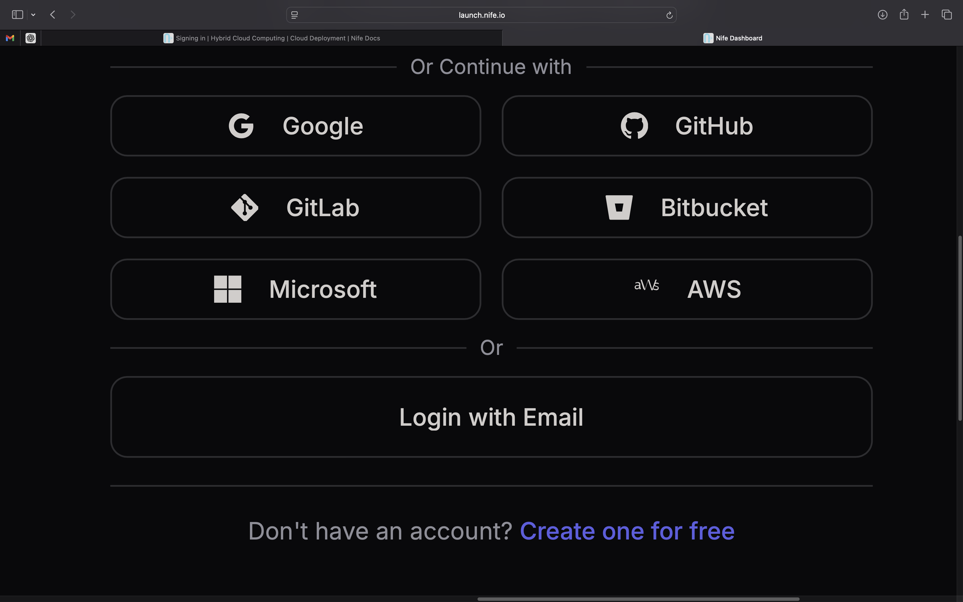 Create account