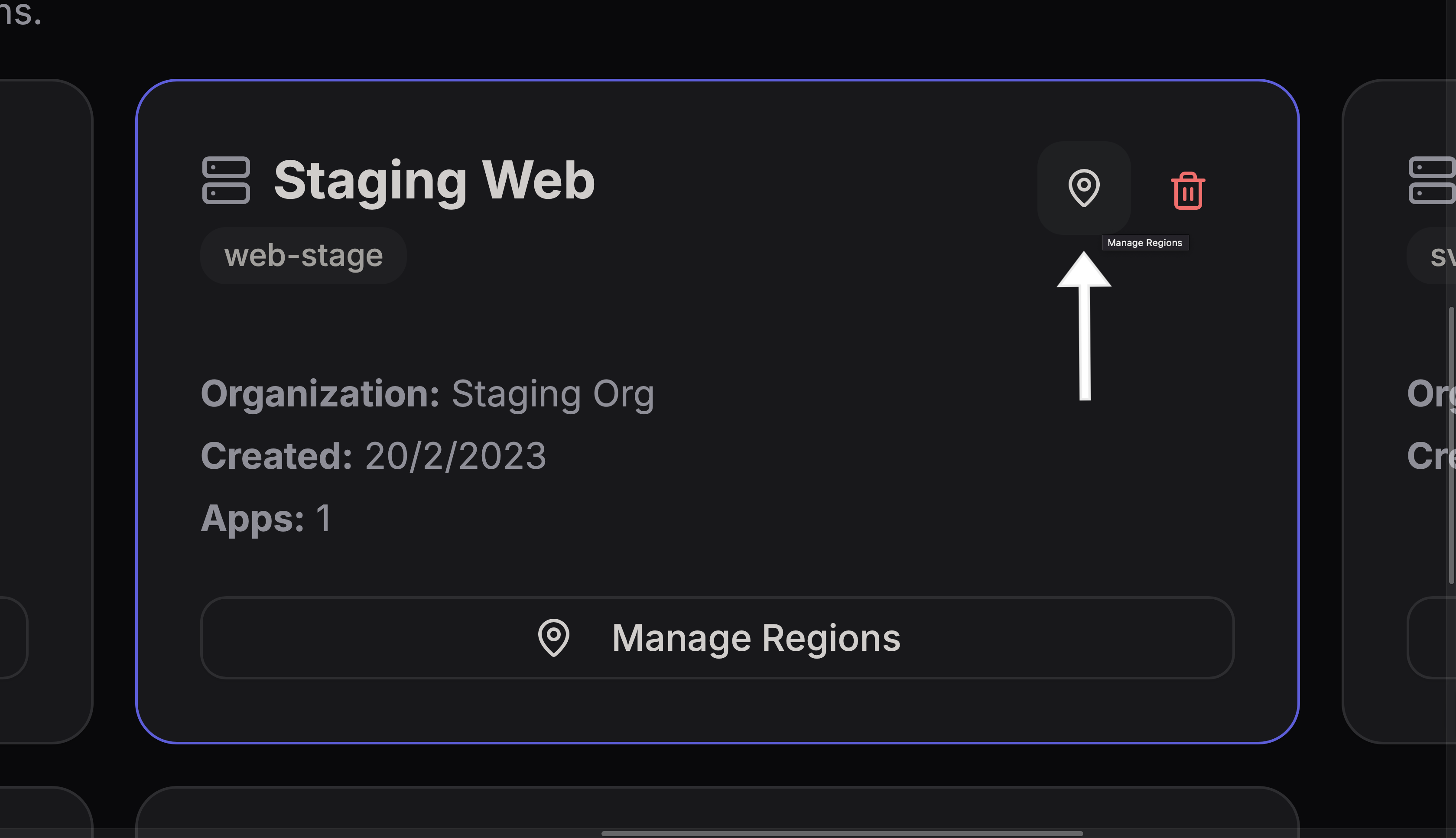 Manage Regions Button