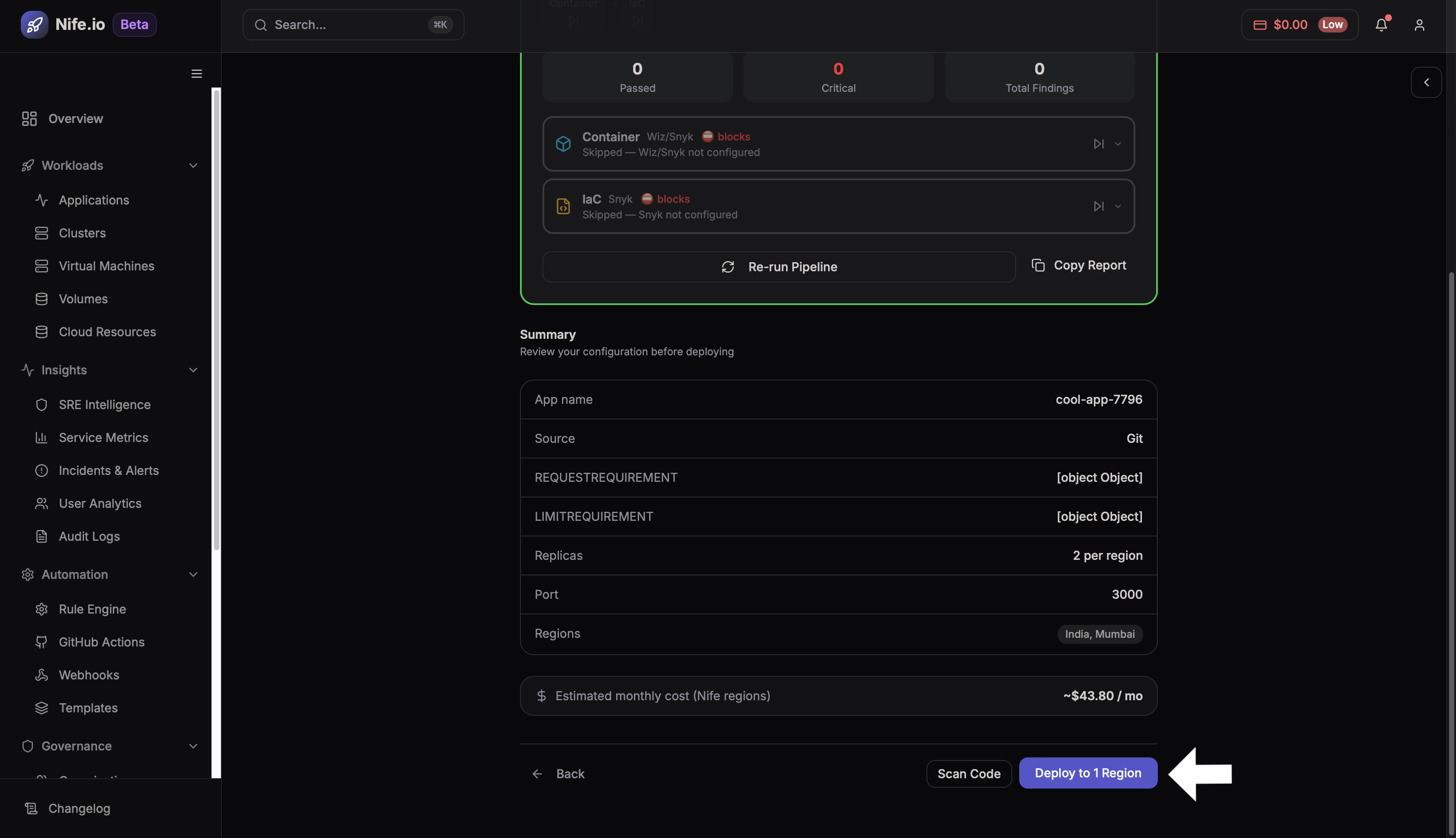 Review application deployment