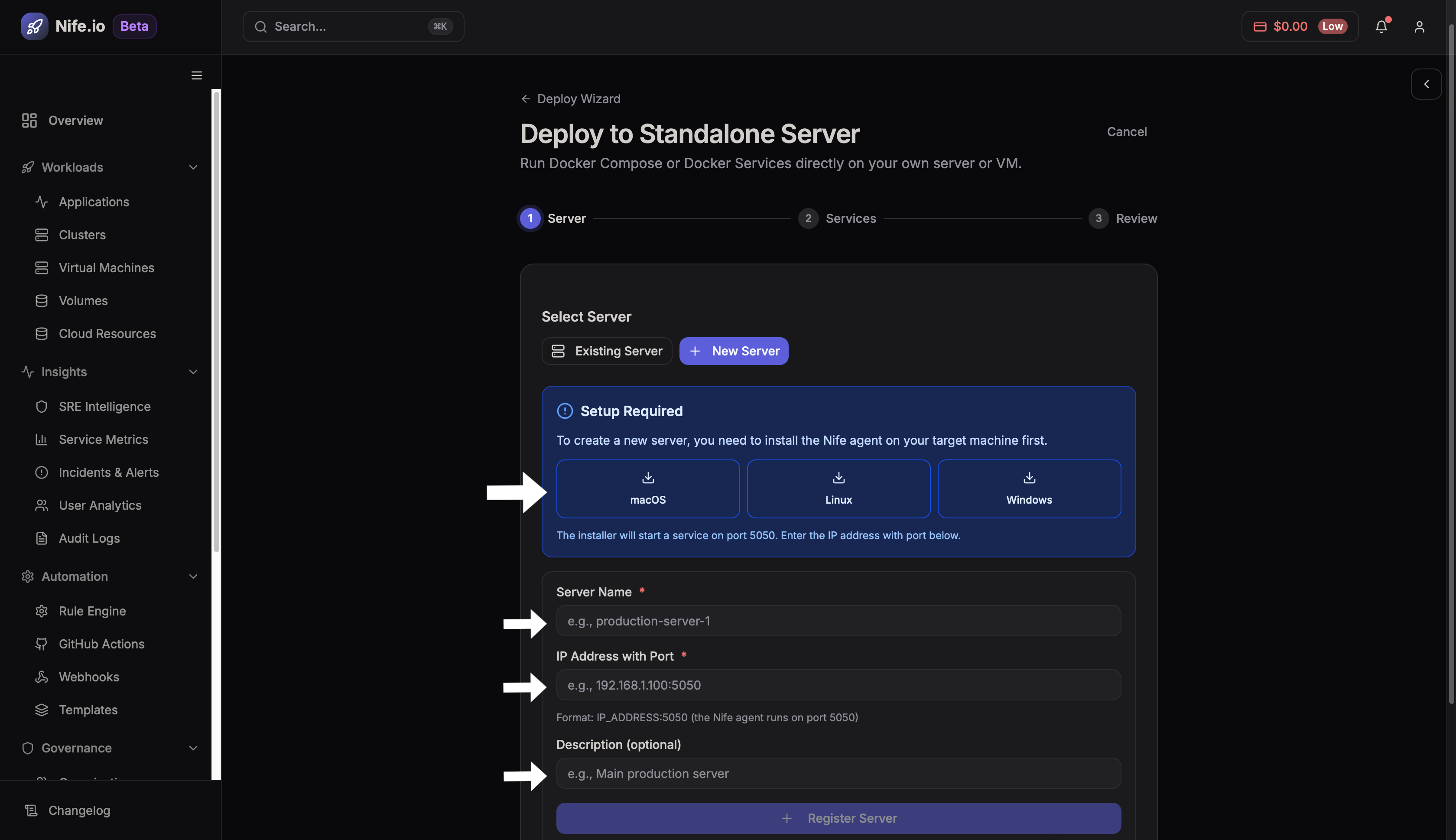 Register New Server