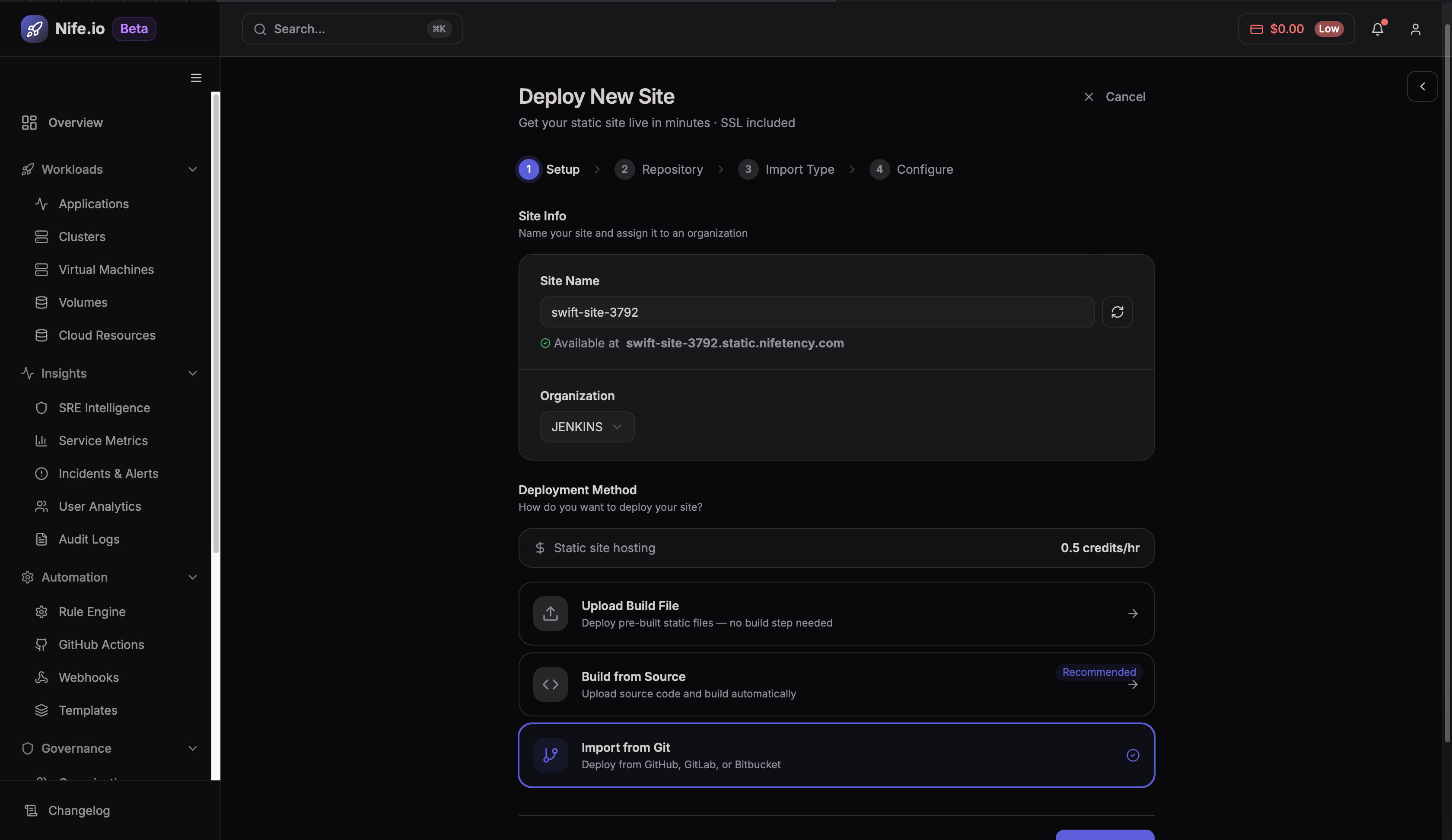Configure site details