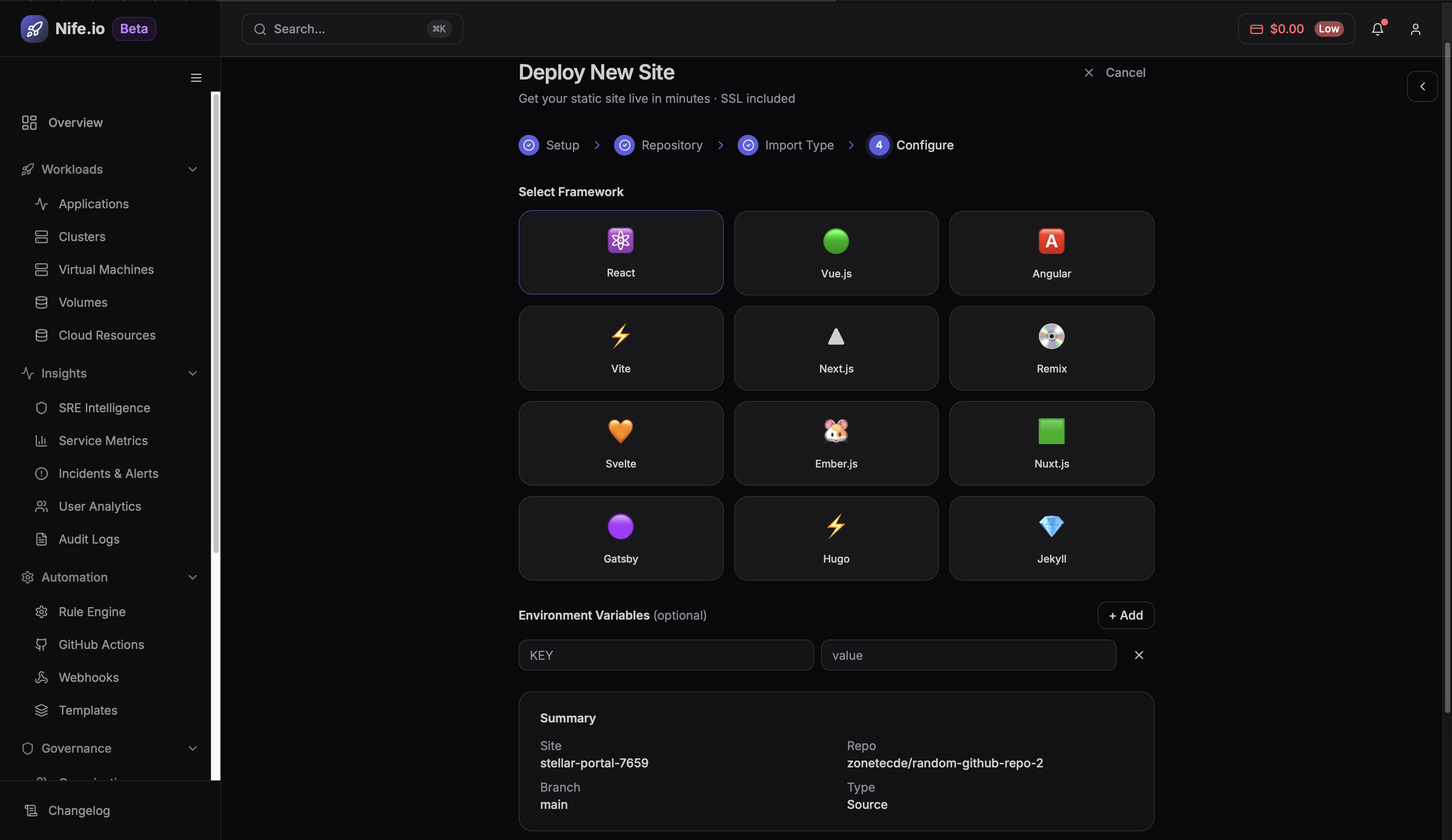 Import from git button