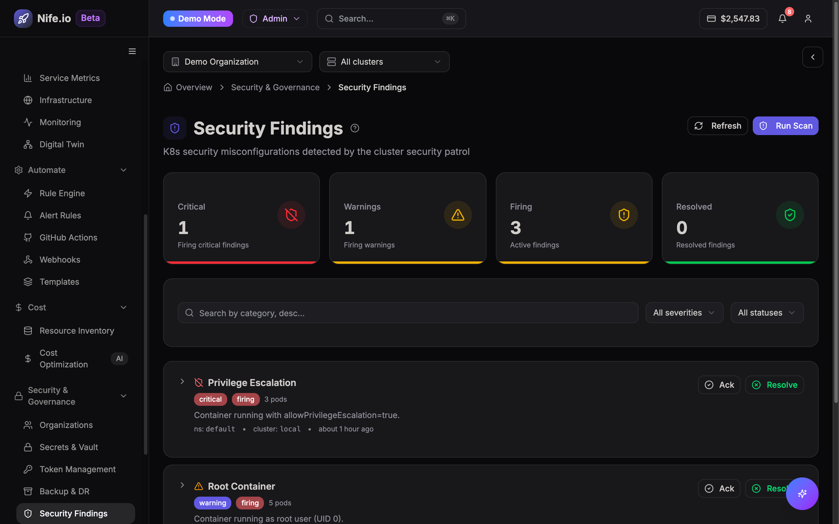 Nife Security Findings & Vulnerability Scanner
