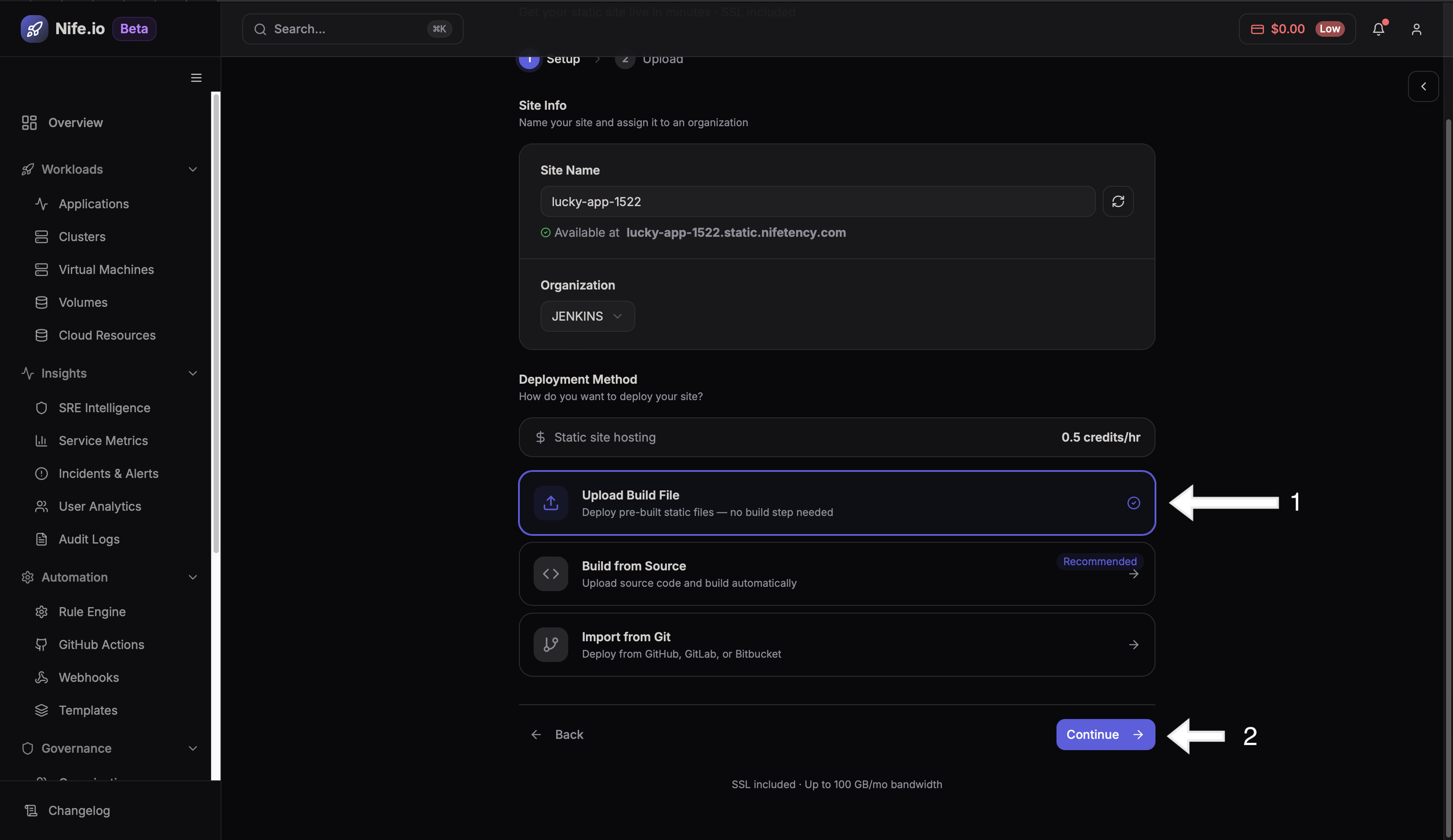 Upload build file method