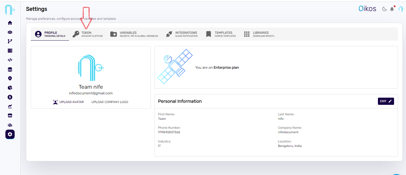 Nife Setting page