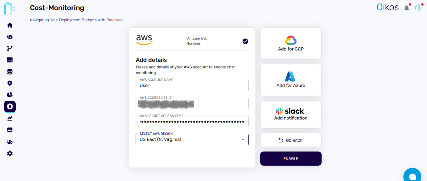 Fill AWS account Details