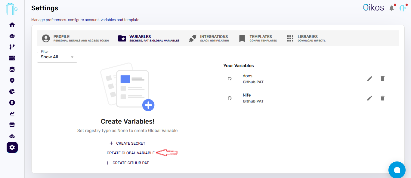 Create Global Variable