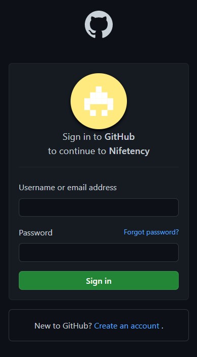 sign in with git hub