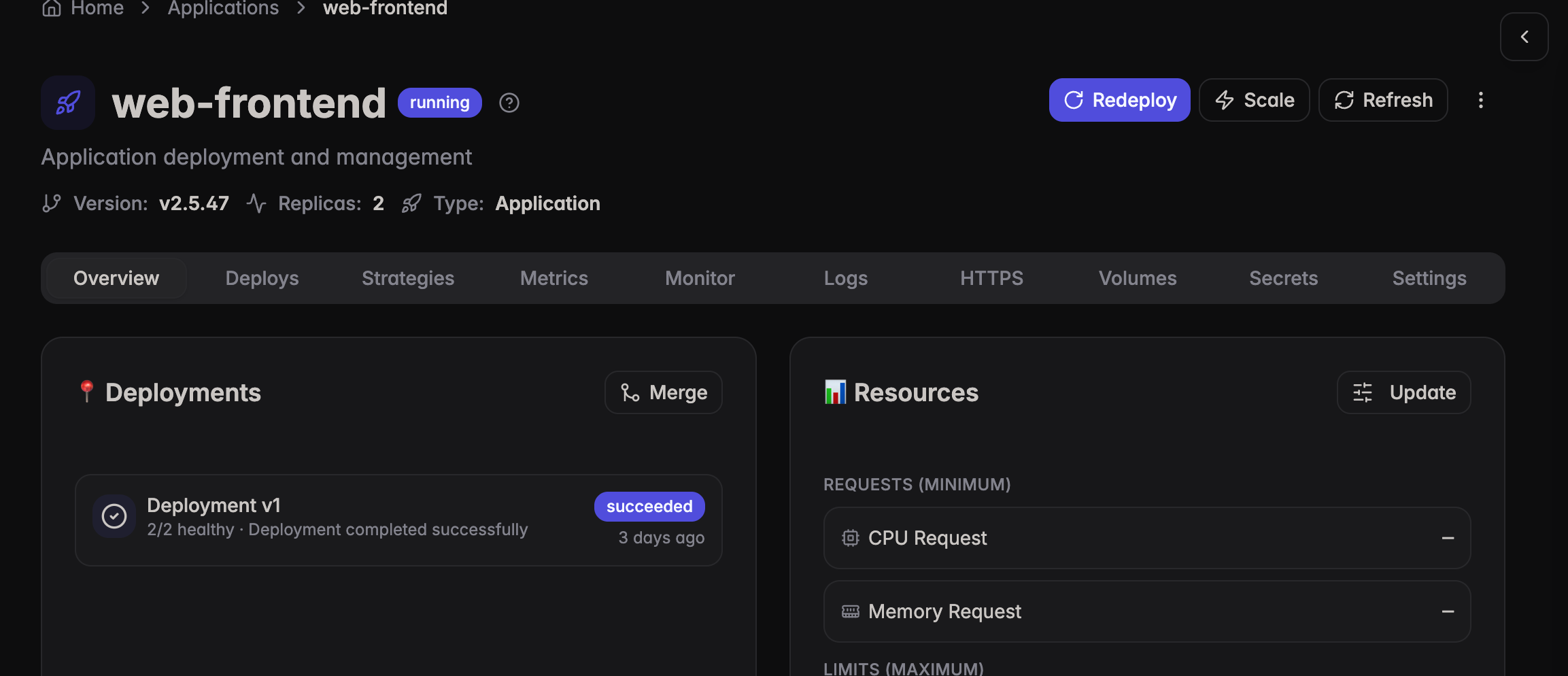 Scale button on application overview